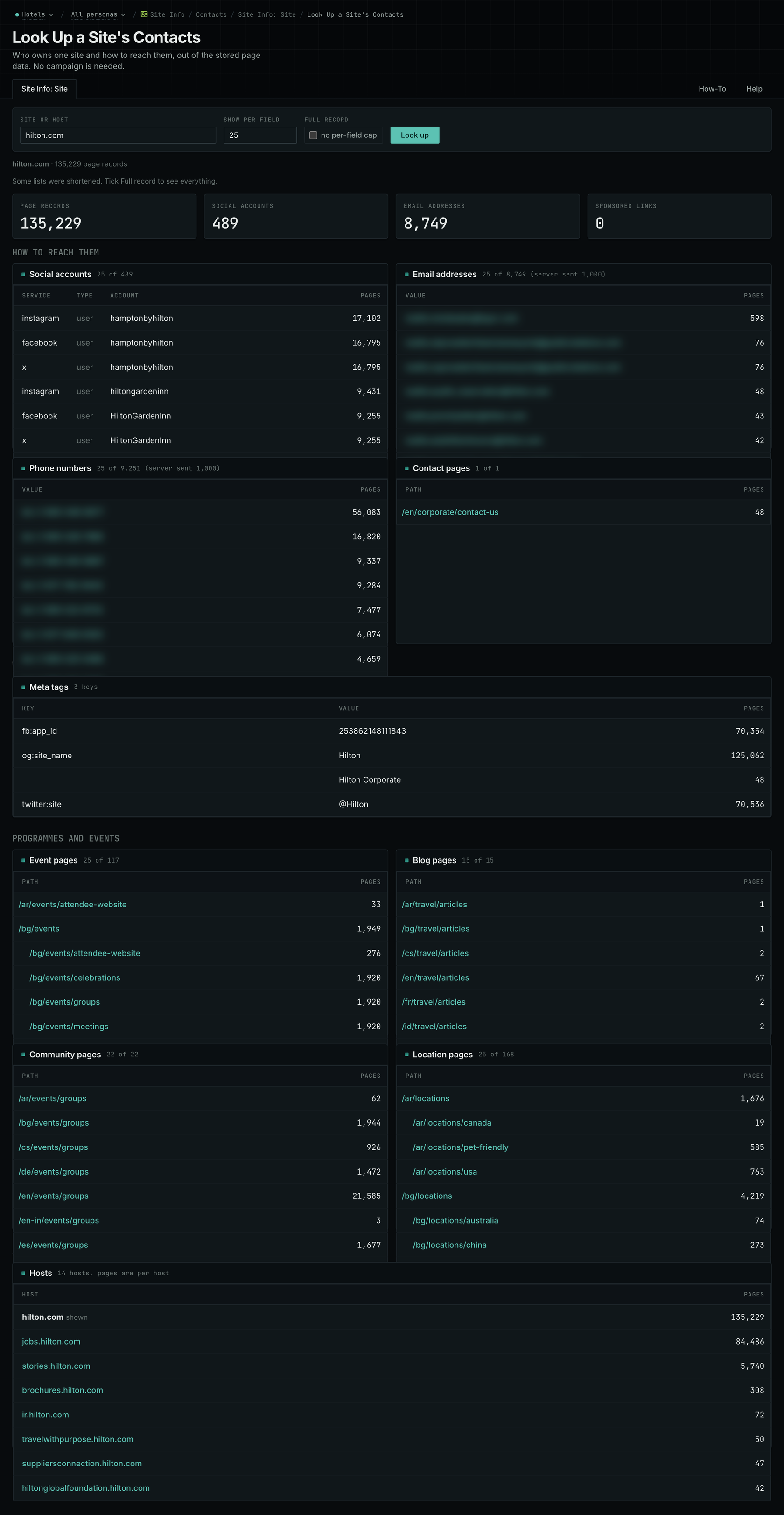 Site Info: Site, in the OppAlerts application.
